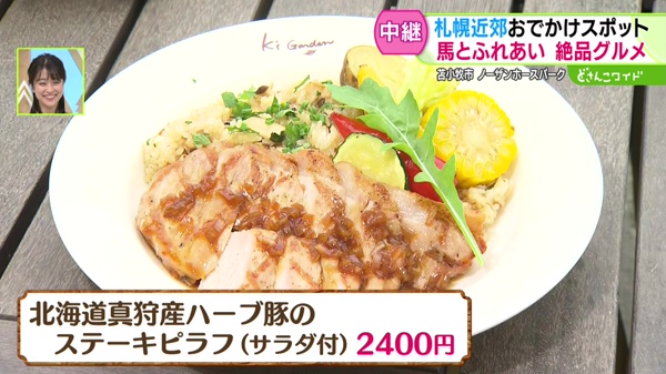 ●北海道真狩産ハーブ豚のステーキピラフ(サラダ付) 2400円
